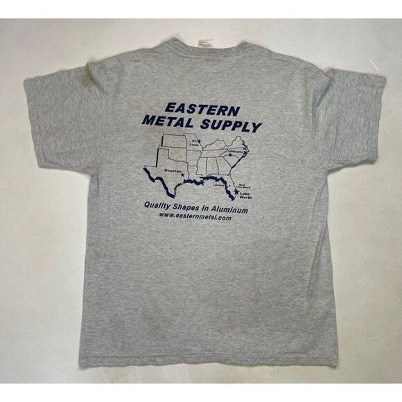VINTAGE EMS Eastern Metal Supply Graphic Pocket T-shirt Men Large Gray - Picture 1 of 8